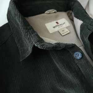 Woolrich Men's Long Sleeve Fleece Lined Corduroy Shirt Jacket Large Dark Green